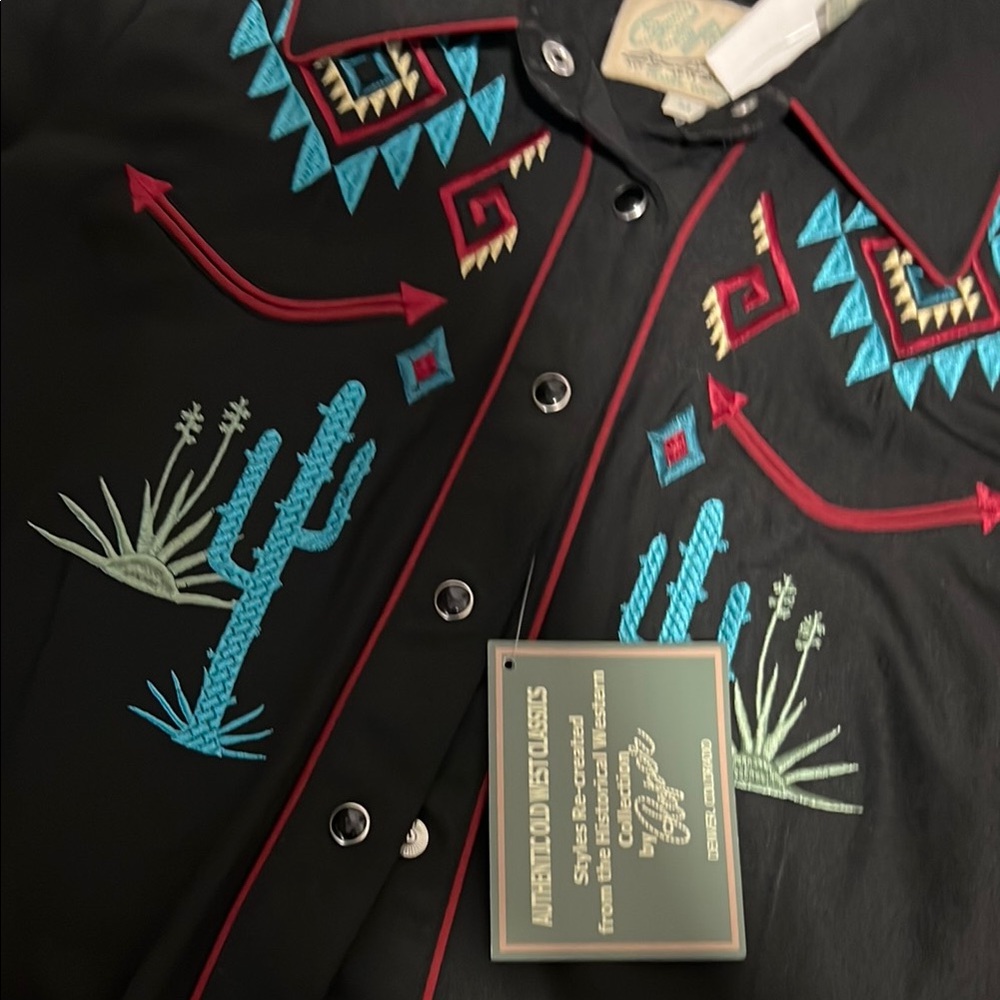 NWT Black Shirt with Colorful Embroidery western shirt - Picture 2 of 5